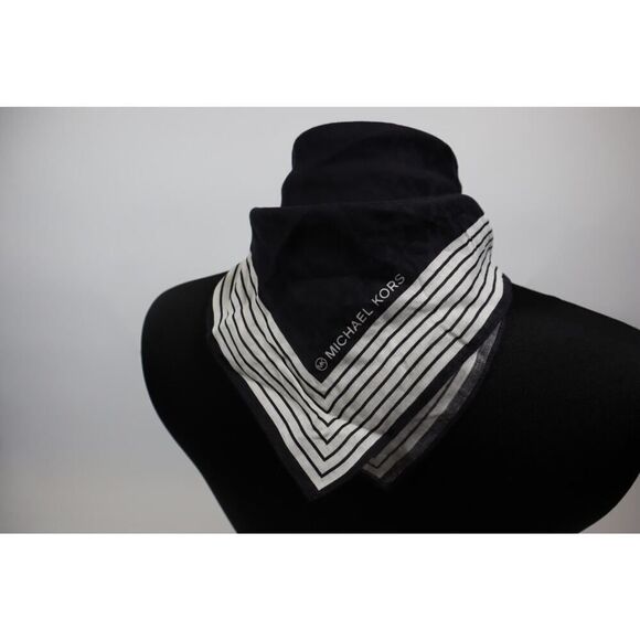Michael Kors Black and White MK Logo Square Scarf - Picture 3 of 8